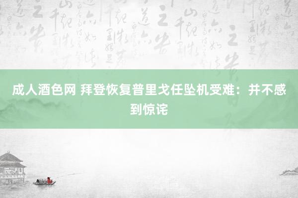 成人酒色网 拜登恢复普里戈任坠机受难：并不感到惊诧