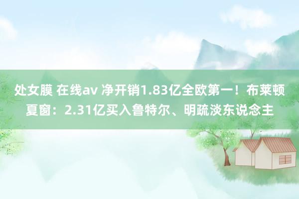 处女膜 在线av 净开销1.83亿全欧第一！布莱顿夏窗：2.31亿买入鲁特尔、明疏淡东说念主