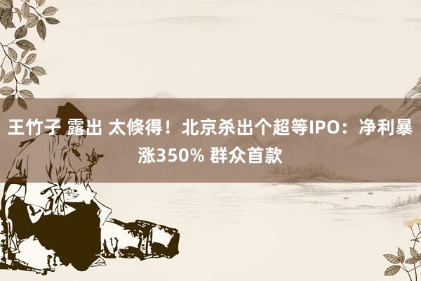 王竹子 露出 太倏得！北京杀出个超等IPO：净利暴涨350% 群众首款