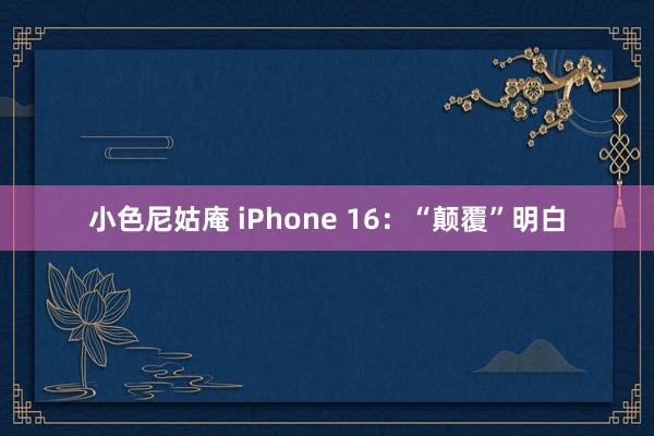 小色尼姑庵 iPhone 16：“颠覆”明白