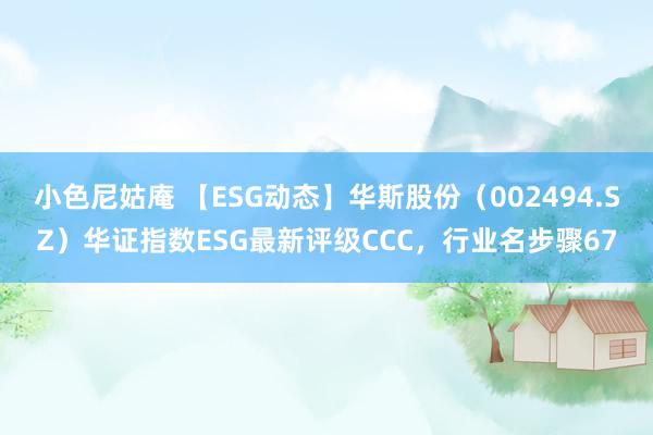 小色尼姑庵 【ESG动态】华斯股份（002494.SZ）华证指数ESG最新评级CCC，行业名步骤67