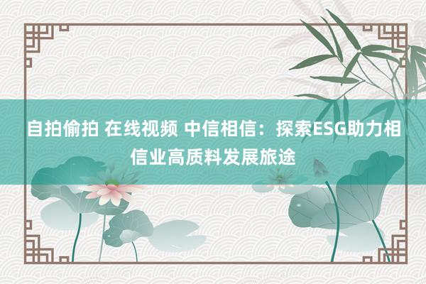 自拍偷拍 在线视频 中信相信：探索ESG助力相信业高质料发展旅途