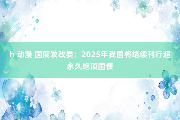 h 动漫 国度发改委：2025年我国将络续刊行超永久绝顶国债