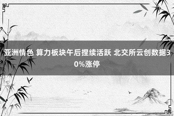 亚洲情色 算力板块午后捏续活跃 北交所云创数据30%涨停