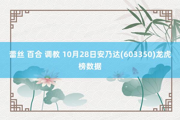 蕾丝 百合 调教 10月28日安乃达(603350)龙虎榜数据