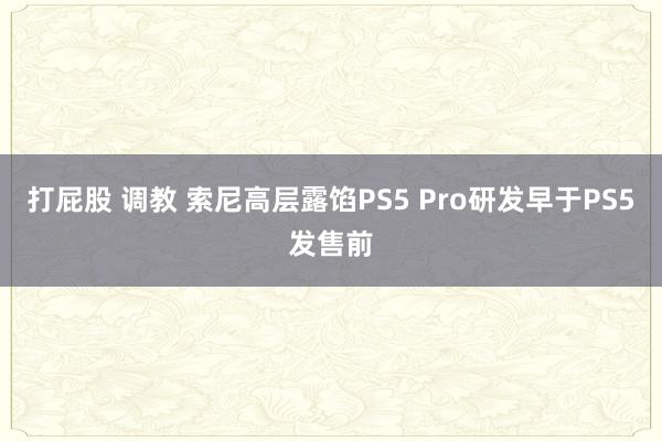 打屁股 调教 索尼高层露馅PS5 Pro研发早于PS5发售前