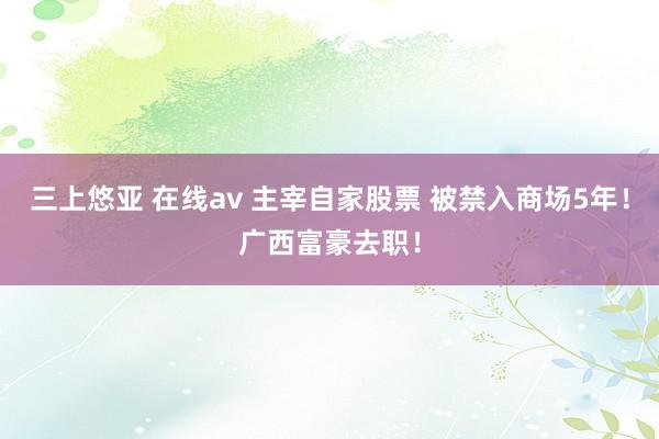 三上悠亚 在线av 主宰自家股票 被禁入商场5年！广西富豪去职！