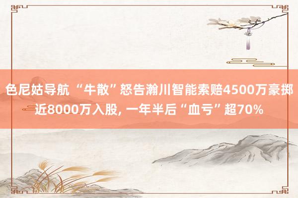 色尼姑导航 “牛散”怒告瀚川智能索赔4500万豪掷近8000万入股， 一年半后“血亏”超70%