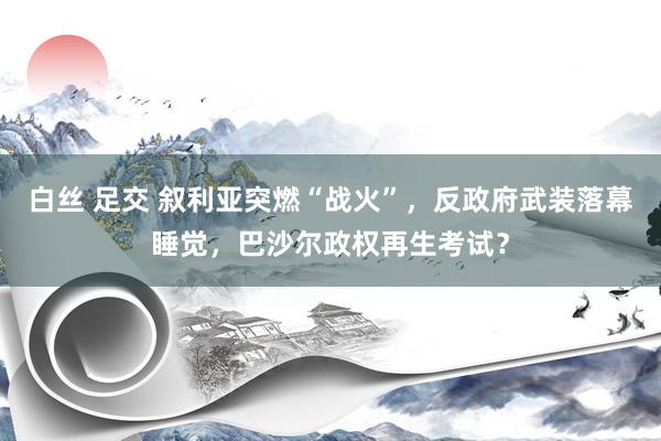 白丝 足交 叙利亚突燃“战火”，反政府武装落幕睡觉，巴沙尔政权再生考试？