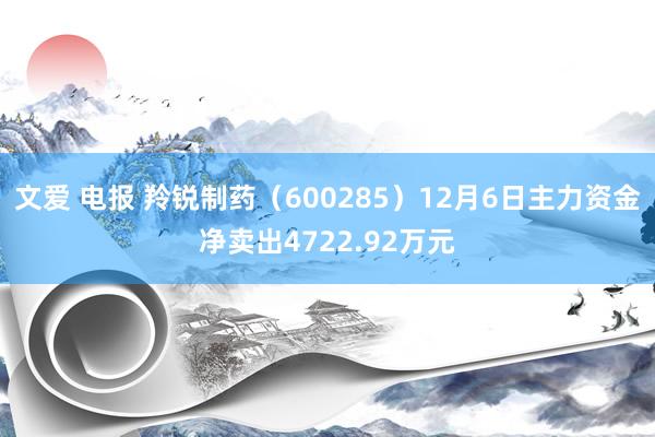 文爱 电报 羚锐制药（600285）12月6日主力资金净卖出4722.92万元