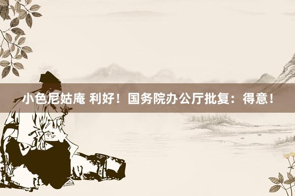 小色尼姑庵 利好！国务院办公厅批复：得意！