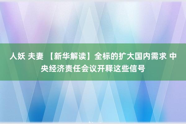 人妖 夫妻 【新华解读】全标的扩大国内需求 中央经济责任会议开释这些信号