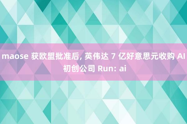 maose 获欧盟批准后， 英伟达 7 亿好意思元收购 AI 初创公司 Run: ai