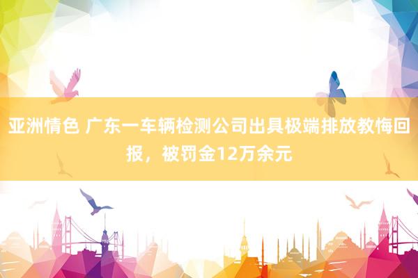 亚洲情色 广东一车辆检测公司出具极端排放教悔回报，被罚金12万余元