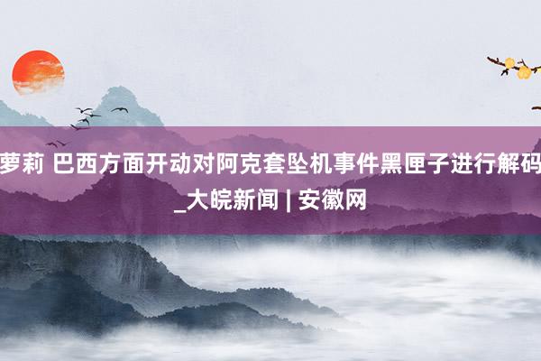 萝莉 巴西方面开动对阿克套坠机事件黑匣子进行解码_大皖新闻 | 安徽网