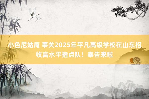 小色尼姑庵 事关2025年平凡高级学校在山东招收高水平指点队！奉告来啦