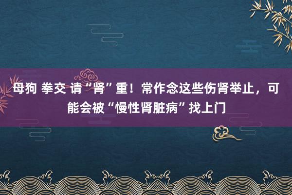 母狗 拳交 请“肾”重！常作念这些伤肾举止，可能会被“慢性肾脏病”找上门