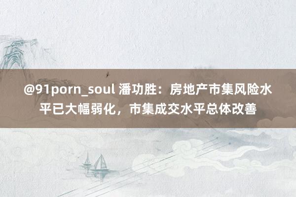 @91porn_soul 潘功胜：房地产市集风险水平已大幅弱化，市集成交水平总体改善