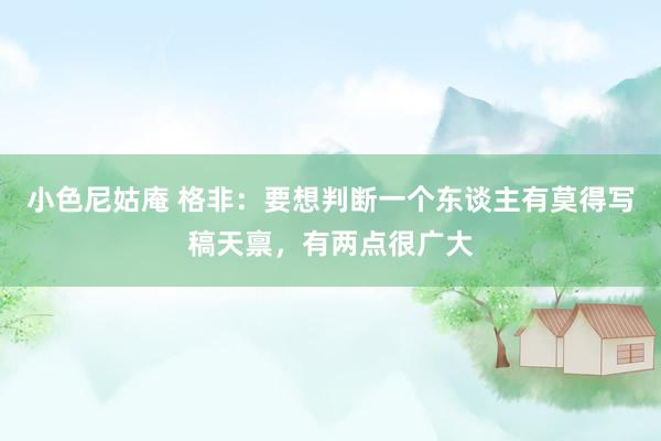 小色尼姑庵 格非：要想判断一个东谈主有莫得写稿天禀，有两点很广大